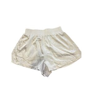 Miss Love Ivory Satin Shorts Elastic Waist Loungewear Women's Casual
